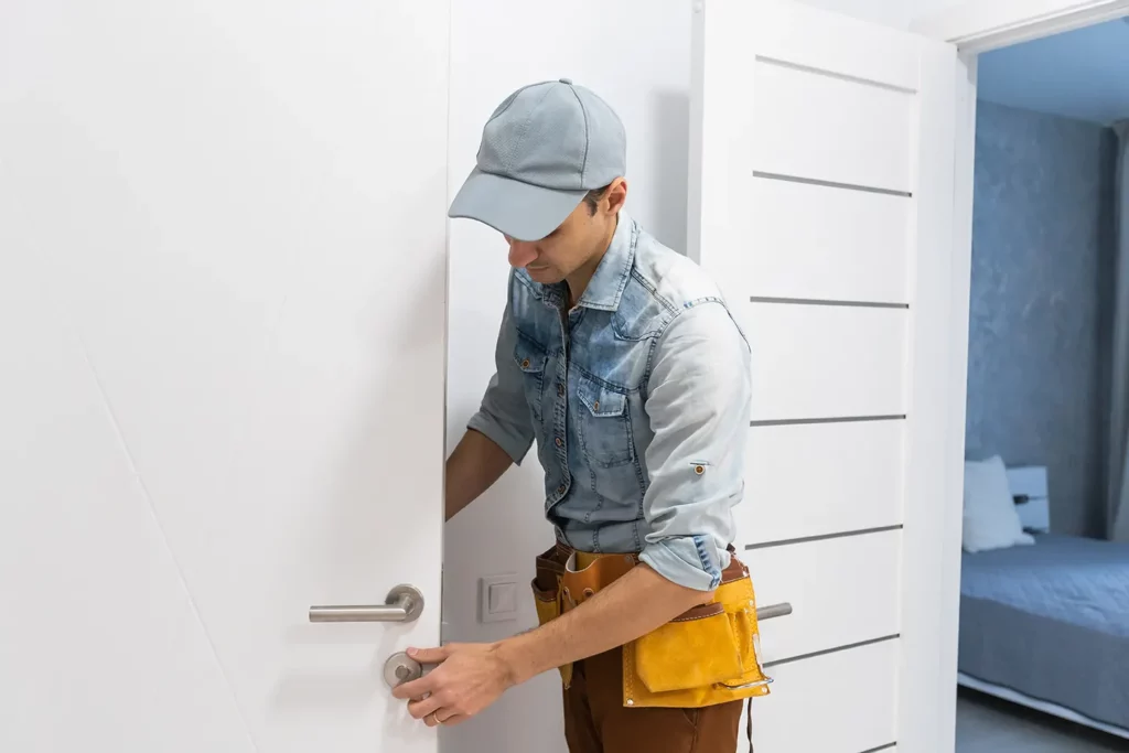 installation of a lock on the front wooden entrance